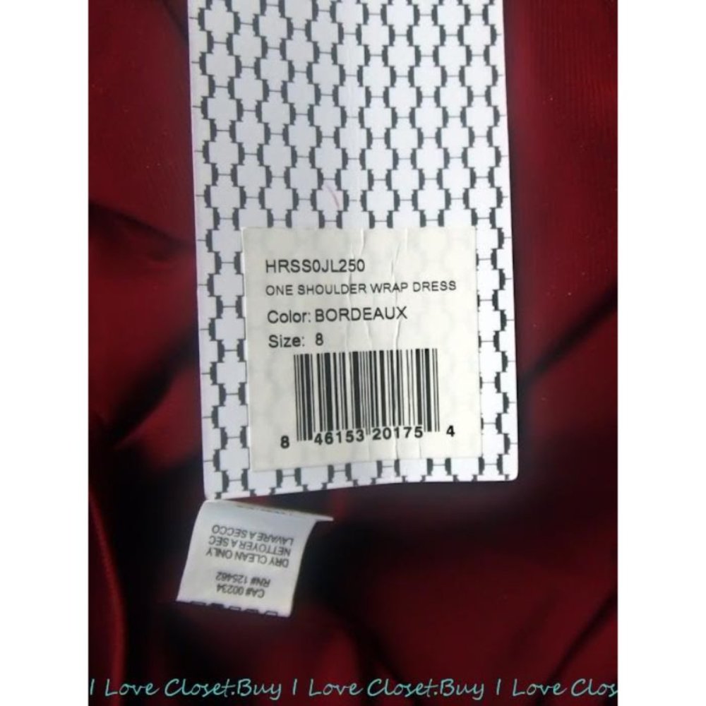 NWT $525 Halston Heritage One Shoulder Wrap Bordeaux Pink 70's Lamé Dress Sz 2 8 - Picture 14 of 14